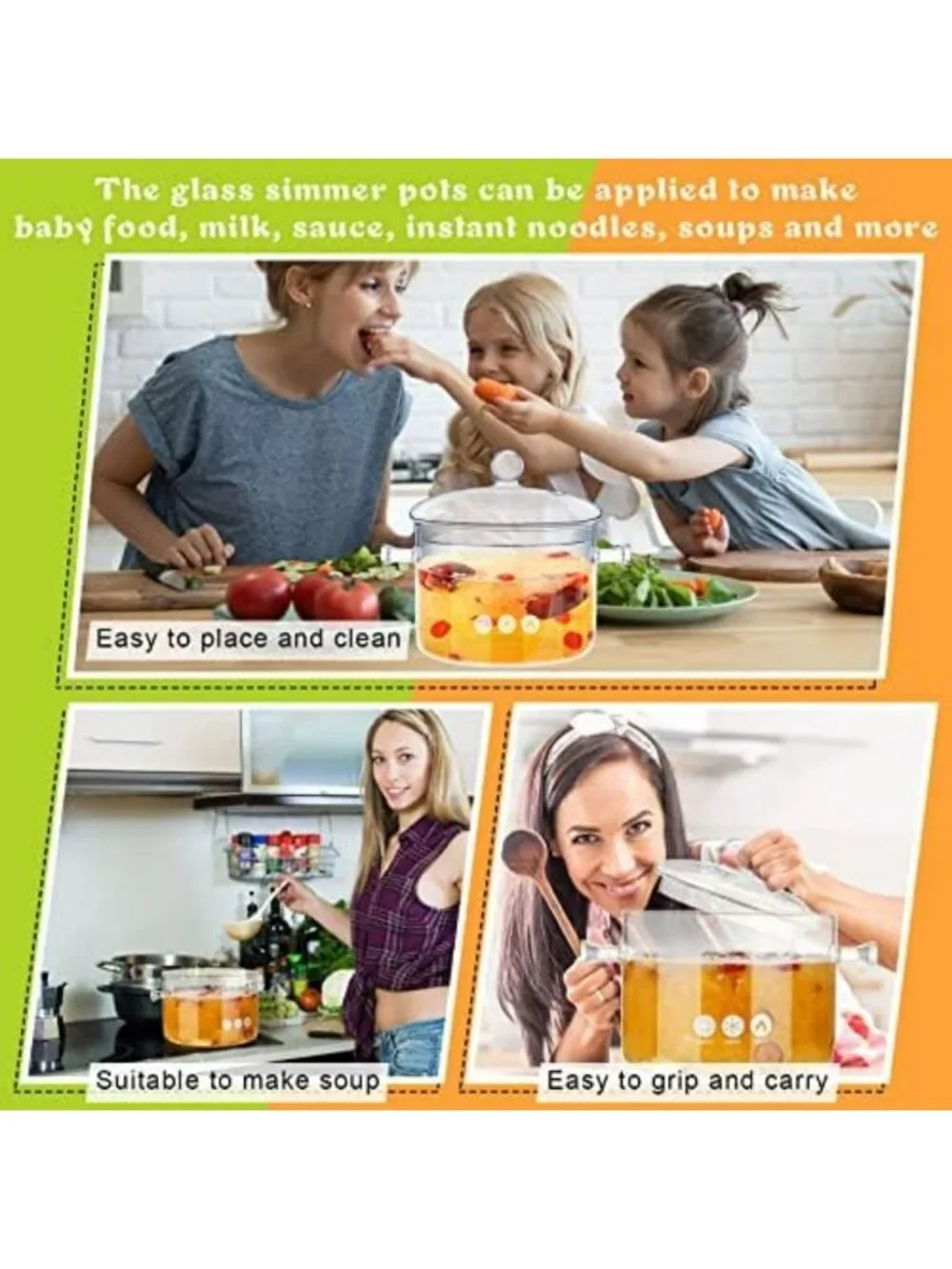 2-Piece Heat-Resistant Glass Cooking Pots Set with Lids for Soup & Sauces